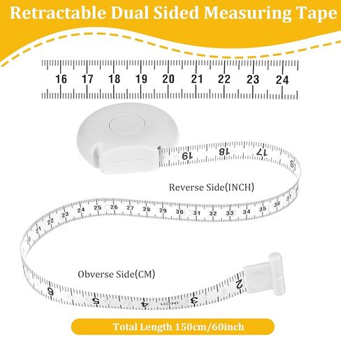Body Tape Measure 80'' / 205 CM, Body Measuring Tape, Double-Scale Retractable Tapes Measure for Tailor Sewing Handcrafts Weight Loss Body Measurement(White) in Saudi Arabia