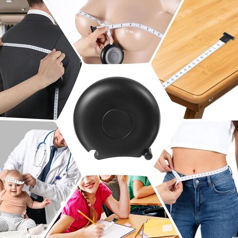 شريط قياس الجسم 80 بوصة / 205 سم، شريط قياس الجسم، أشرطة قياس مزدوجة قابلة للسحب للخياطة اليدوية وقياس فقدان الوزن (أبيض) in Kuwait