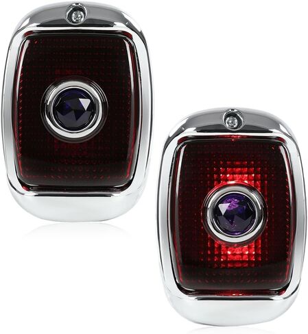 G-PLUS Rear Tail lights Compatible with Chevy Truck BK BL BG BJ 1942-1953,Tail Lamps w/Chrome Rim Luces Traseras Rear Brake Lamps Assembly Black Housing Red Polycarbonate lens w/Blue Jewel in Saudi Arabia
