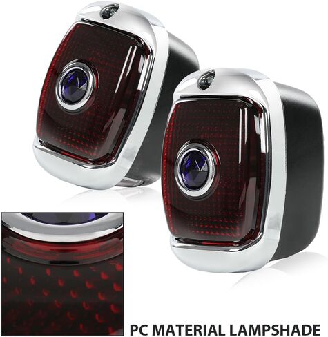 G-PLUS Rear Tail lights Compatible with Chevy Truck BK BL BG BJ 1942-1953,Tail Lamps w/Chrome Rim Luces Traseras Rear Brake Lamps Assembly Black Housing Red Polycarbonate lens w/Blue Jewel in Saudi Arabia