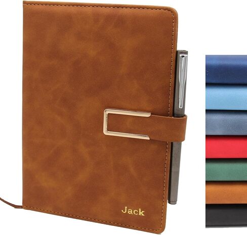 Personalized Notebook with Pen and Gift Box A5 Leather Journal with Engraved Name or Initials Gifts for Women Men Birthday, Best Friend, Mom, Sister, Corporate, Business Gift （8 color） in Saudi Arabia