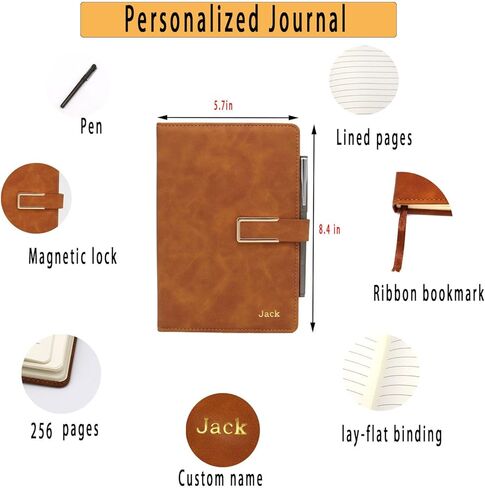 Personalized Notebook with Pen and Gift Box A5 Leather Journal with Engraved Name or Initials Gifts for Women Men Birthday, Best Friend, Mom, Sister, Corporate, Business Gift （8 color） in Saudi Arabia