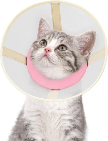 Cat Cone Collar Soft, Breathable Cat Cone Alternative After Surgery, Adjustable Cat Recovery Collar Water Resistant Cat Neck E Collar for Cats Kittens to Stop Licking(Grey,L) in Saudi Arabia