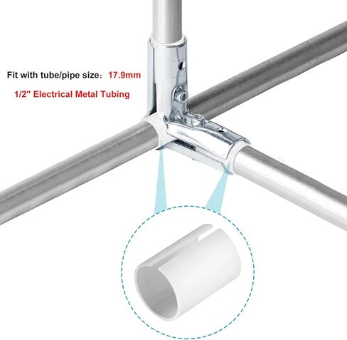 eoere 12 Sets 90 Degree Structural Pipe Connector 3 Way Metal Joint Tubing Clamps, Fit for OD 19.1 mm Stainless Steel Pipe, and Fit for 1/2" Electrical-Metallic Tubing with PE Adapter Shims in Kuwait