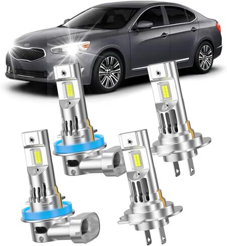 مصابيح إضاءة LED مطورة لسيارة Kia Cadenza 2014-2016، H9 High Beam H7 Low Beam Combo، 6500K أبيض ممتاز مع مروحة تبريد، التوصيل والتشغيل، 4 قطع-حزمة in Kuwait