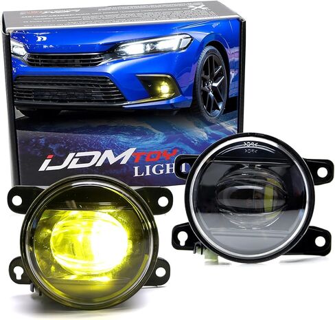 iJDMTOY 3000K Selective Yellow 15W High Power LED Fog Lamps w Kit w/Relay Wire & Universal Fit Switch, Compatible with Honda 2022-up Civic, CR-V, Accord, Ridgeline; Compatible with Acura Integra in Saudi Arabia