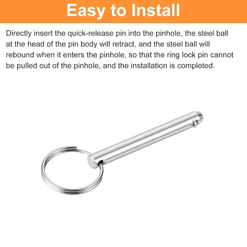 uxcell 2Pcs 6.3mmx39mm Quick Release Pins, 316 Stainless Steel Marine Hardware for Marine Mountain Seat, Ship Outfitting, Shipbuilding, Silver in Saudi Arabia