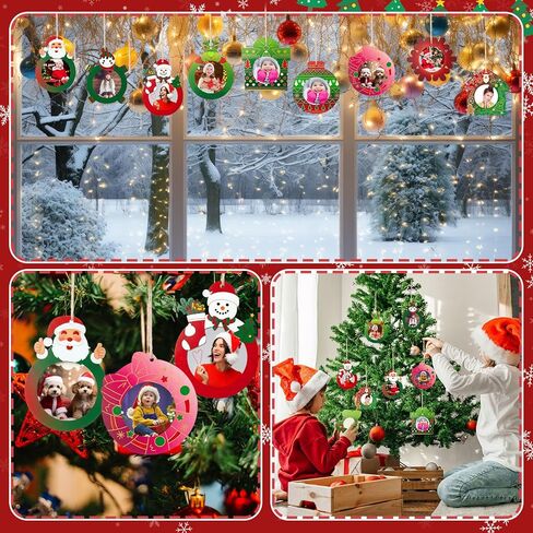 Thyle 36 مجموعة عيد الميلاد إطار الصورة الحرفية مجموعات DIY الخشب الزنجبيل البيت لطلاء الحلي السائبة شجرة عيد الميلاد معلقة إطارات الصور لحفلة عيد الميلاد الأنشطة الشتوية ديكورات المنزل الهدايا in Saudi Arabia