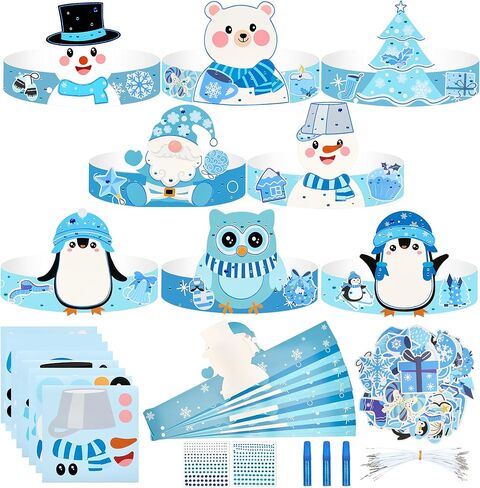 Bafeil 36 Sets Winter Wreath Craft Kits DIY Winter Christmas Wreath Ornaments Decorations Art Sets Snowman Santa Penguin Snowflake Foam Stickers for Xmas Holiday Party Favor Classroom Home Activities in Saudi Arabia