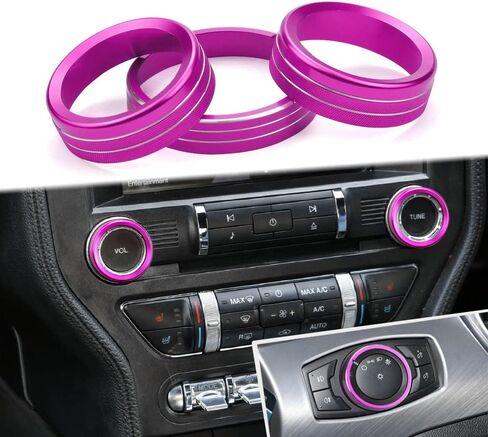 لمفاتيح المصباح الأمامي Ford Mustang، غطاء زر ضبط الصوت، غطاء وحدة التحكم المركزية، الملحقات الداخلية المتوافقة مع Ford Mustang 2015-2021 (أخضر 3 قطع) in Saudi Arabia