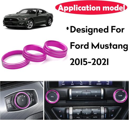لمفاتيح المصباح الأمامي Ford Mustang، غطاء زر ضبط الصوت، غطاء وحدة التحكم المركزية، الملحقات الداخلية المتوافقة مع Ford Mustang 2015-2021 (أخضر 3 قطع) in Saudi Arabia
