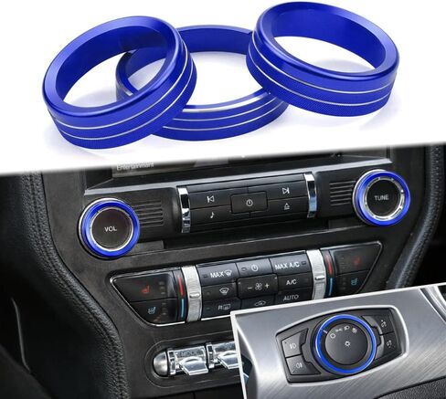 لمفاتيح المصباح الأمامي Ford Mustang، غطاء زر ضبط الصوت، غطاء وحدة التحكم المركزية، الملحقات الداخلية المتوافقة مع Ford Mustang 2015-2021 (أخضر 3 قطع) in Saudi Arabia