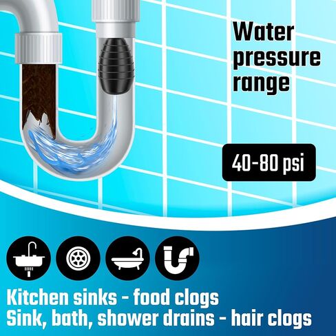 DURATECH Drain Bladder, Small Drain Cleaning Bladder, Fits 1" to 2" Drain Pipes, Unclogs Stubborn Blockages in Kitchen Sinks, bathtubs, Showers, and Main drains in Kuwait