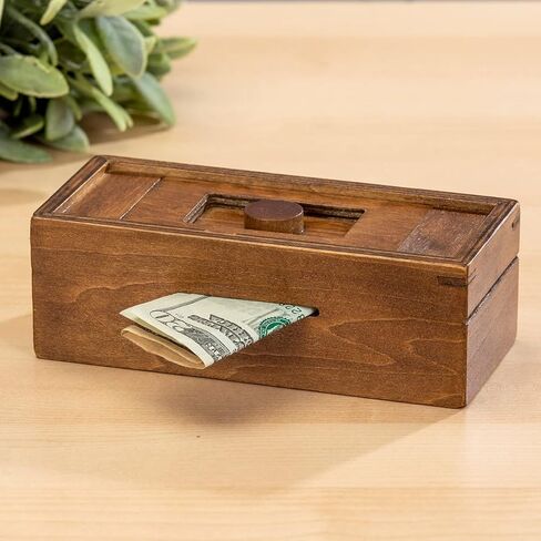 Bits and Pieces - Greek Secret Puzzle Box Brainteaser - Wooden Secret Compartment Brain Game for Adults - Stash Your Cash Away in Saudi Arabia