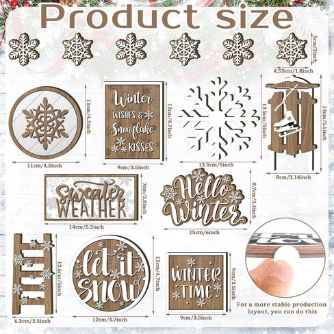 15 Pcs Christmas Tiered Tray Decor Christmas Gingerbread Wooden Signs Farmhouse Christmas Tiered Tray Decorations Set Gingerbread Wood Table Decor for Xmas Winter Holiday Home Kitchen in Kuwait
