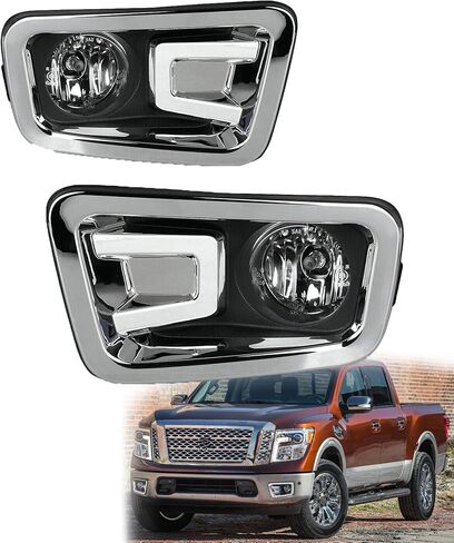 munirater 1 Pair of Fog Lights Left and Right Side Halogen Fog Lamp Replacement for Titan 2016-2019 261509B90E, 62256EZ02B, 62257EZ02B in Saudi Arabia