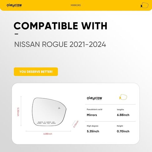 متوافق مع مرآة BSD Nissan Rogue الجانبية للركاب، 2021 2022 2023 2024، زجاج بديل للمرايا الجانبية اليمنى مع مؤشر النقطة العمياء، تسخين كهربائي in Kuwait