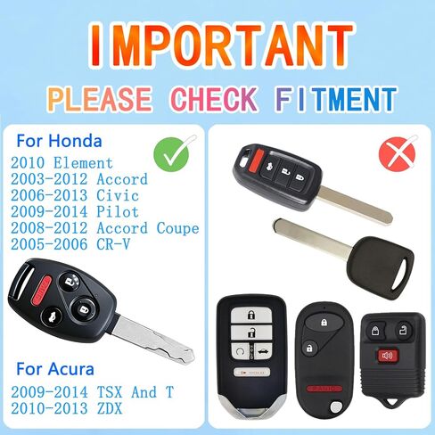 غطاء غطاء Key Fob متوافق مع Honda Accord 2003-2012، Civic EX 2006-2013، Pilot 2009-2015، CR-V 2005-2006 - متين ممتاز، مقاوم للخدش، القطع غير مطلوب (Button4-Black) in Saudi Arabia
