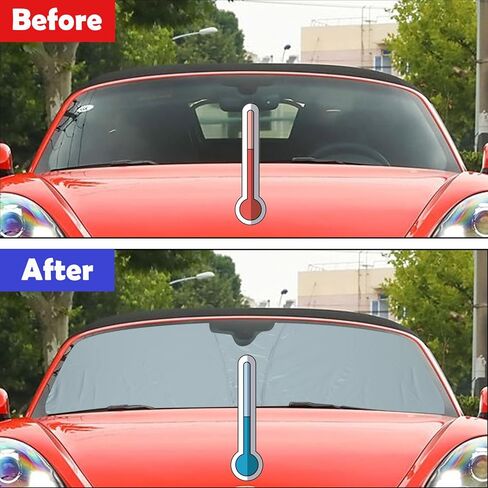 Windshield Sunshade Compatible with 2017-2023 Porsche Boxster/Cayman 718, Foldable UV Ray Reflector Auto Window Sun Shade, Keeps Your Vehicle Cool (Steel Wire Type) in Saudi Arabia