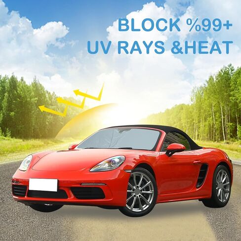 Windshield Sunshade Compatible with 2017-2023 Porsche Boxster/Cayman 718, Foldable UV Ray Reflector Auto Window Sun Shade, Keeps Your Vehicle Cool (Steel Wire Type) in Saudi Arabia