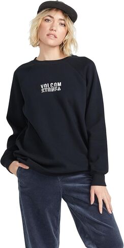 سويت شيرت نسائي من الصوف من Volcom Stone Magic Boyfriend Crew، رمادي داكن، مقاس كبير in Saudi Arabia