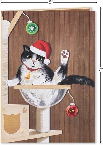 Christmas Piano Cats Pop Up Card, Cute Cats on Piano, Christmas Tree, Presents, Funny 3D Greeting Card, Ideal Gift for Cat Fan, Cat Person, Kid, Boy, Girl, Sister, Brother, 5x7 in Saudi Arabia