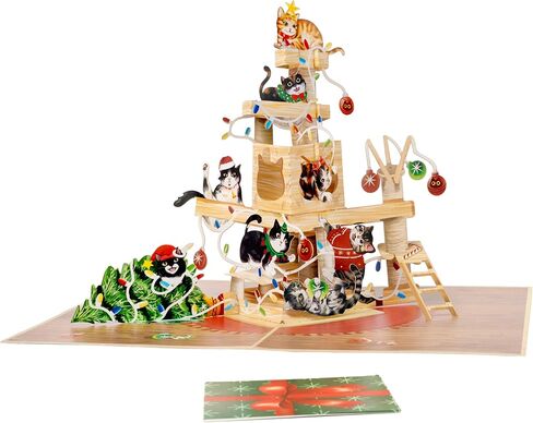 Christmas Piano Cats Pop Up Card, Cute Cats on Piano, Christmas Tree, Presents, Funny 3D Greeting Card, Ideal Gift for Cat Fan, Cat Person, Kid, Boy, Girl, Sister, Brother, 5x7 in Saudi Arabia