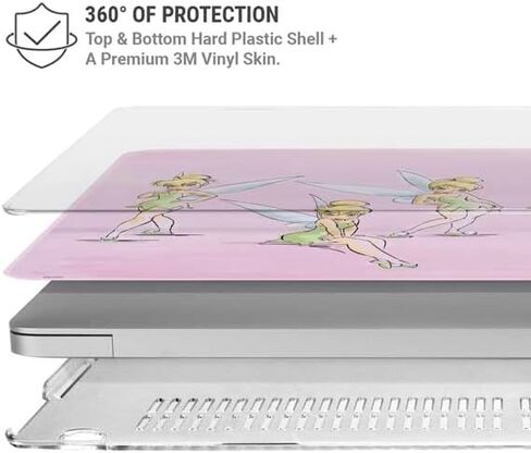 Skinit Laptop Case Plus Skin Compatible with MacBook Air 13in (2020) - Officially Licensed Disney Tinker Bell Water Color Art Poses Design in Saudi Arabia