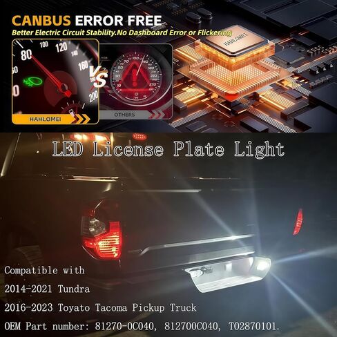 LED License Plate Light Assembly Compatible with 2016 2017 2018 2019 2020 2021 2022 2023 Toyota Tacoma 2014-2021 Tundra Tag Light Lamp Accessories Replacement 6000K White,812700C040,Pack of 2 in Kuwait