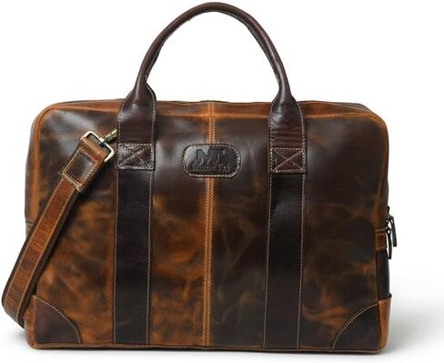 Vintage 14" Buffalo Leather Messenger Bag – Retro Laptop Briefcase Satchel for Office & Travel – Jefferson Style in Saudi Arabia