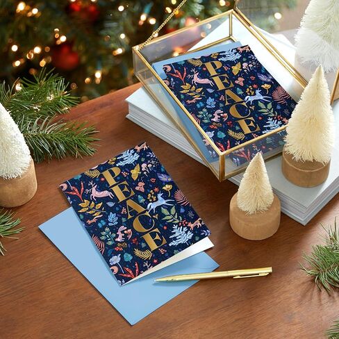 Hallmark Boxed Christmas Cards, Joy to the World (40 Cards and 40 Envelopes) Blue and Gold in Saudi Arabia