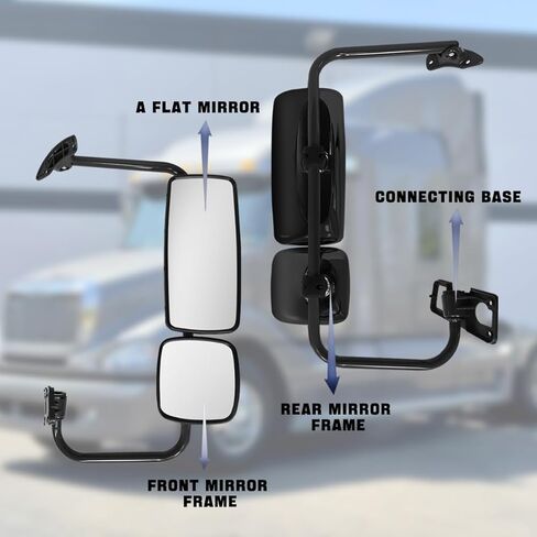 مرآة جانبية متوافقة مع مرآة Freightliner Columbia Century Mirror مرآة الباب السوداء الجانب الأيسر للسائق مناسبة لشاحنات Freightliner Century Columbia 1996-2010 in Kuwait