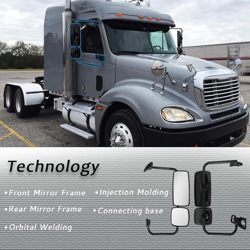 مرآة جانبية متوافقة مع مرآة Freightliner Columbia Century Mirror مرآة الباب السوداء الجانب الأيسر للسائق مناسبة لشاحنات Freightliner Century Columbia 1996-2010 in Kuwait