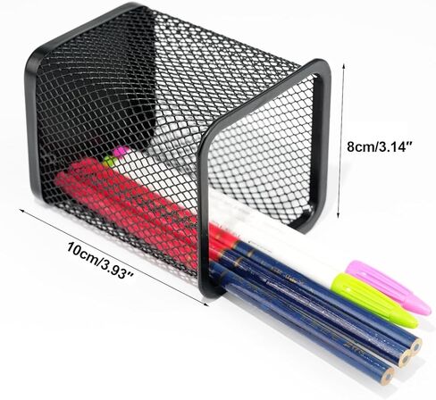 Mesh Pen Holder for Desk, Metal Wire Square Shape Pencil Cup Holder for Office Home School, Desktop Organizer and Accessories, Black in Saudi Arabia