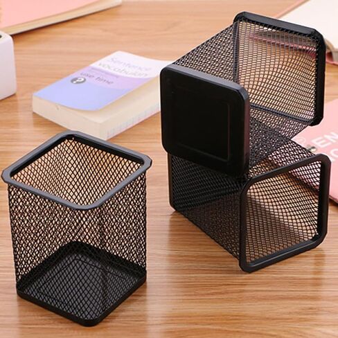 Mesh Pen Holder for Desk, Metal Wire Square Shape Pencil Cup Holder for Office Home School, Desktop Organizer and Accessories, Black in Saudi Arabia