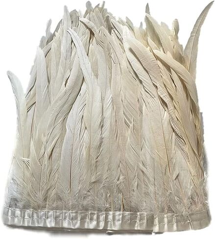 LONDGEN Rooster Hackle Feather Fringe Trim 12-14inch in Width for Clothes Decoration and Wedding ,Halloween Party Pack of 1 Yard (Turquoise) in Kuwait