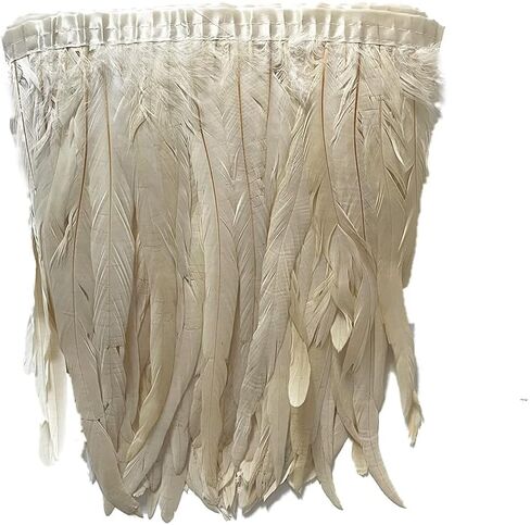 LONDGEN Rooster Hackle Feather Fringe Trim 12-14inch in Width for Clothes Decoration and Wedding ,Halloween Party Pack of 1 Yard (Turquoise) in Kuwait