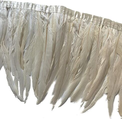 LONDGEN Rooster Hackle Feather Fringe Trim 12-14inch in Width for Clothes Decoration and Wedding ,Halloween Party Pack of 1 Yard (Turquoise) in Kuwait