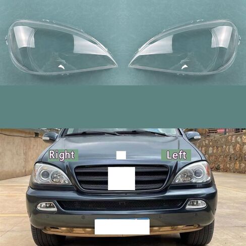 غطاء زجاجي للمصابيح الأمامية متوافق مع Benz M-Class W163 ML320 ML350 ML500 (1999-2004) - حافظة عدسة شفافة (يمين) in Saudi Arabia