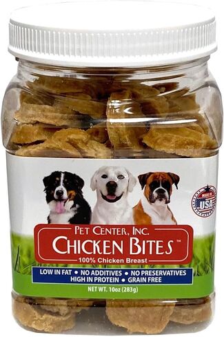 PCI Pet Center Inc. Chicken Bites 100% Chicken Breast Raw Dehydrated Chicken Breast, Made in USA, 8 Ounce Pack in Kuwait