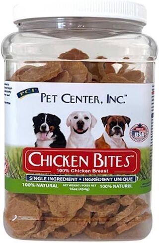 PCI Pet Center Inc. Chicken Bites 100% Chicken Breast Raw Dehydrated Chicken Breast, Made in USA, 8 Ounce Pack in Kuwait