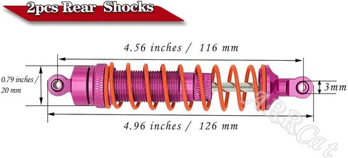 2PCS Rear Shocks Upgrade Parts for 1/10 Arrma Bigrock 4X4 Granite 4X4 Senton 4X4 Vorteks 4X4 Typhon 4X4 RC Truck,Full Aluminum Big Bore Shock Hops Up,Replace AR330550 AR330551,Black in Kuwait