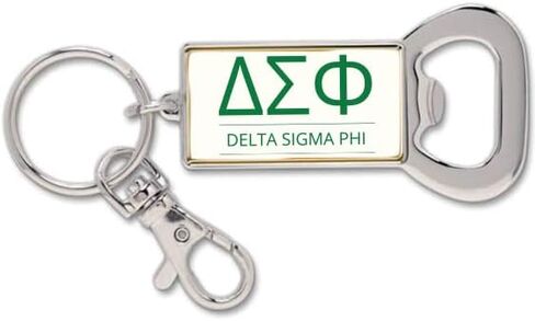 Sorority Shop Delta Sigma Phi Fraternity Keychain - Flat Bottle Opener with Greek Letters and Fraternity Name in Official Colors, Delta Sigma Phi Keyring in Saudi Arabia