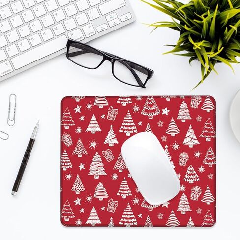 Identiy Christmas Small Mouse Pad, Cute Cartoon Santa and Snowman Gaming Desk Mat for Keyboard and Mouse, Non-Slip Rubber Base Stitched Edges Small Desk Pad for Computer Laptop Home Office 9.4"x7.9" in Saudi Arabia