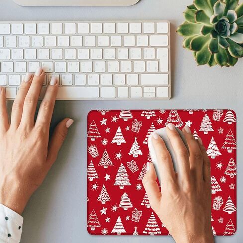Identiy Christmas Small Mouse Pad, Cute Cartoon Santa and Snowman Gaming Desk Mat for Keyboard and Mouse, Non-Slip Rubber Base Stitched Edges Small Desk Pad for Computer Laptop Home Office 9.4"x7.9" in Saudi Arabia