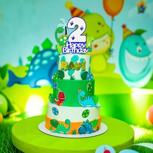 Pink Dinosaur Cake Topper Girl,3rd Birthday Dino Cake Topper 3, Tropical Theme Dinosaur Cake Decorations For Princess 3 Year Old Birthday Party Decorations in Saudi Arabia