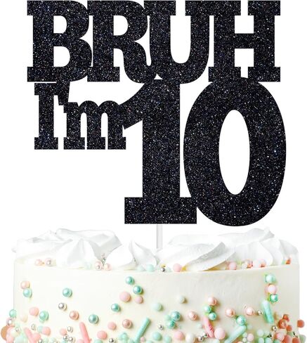 24pc Bruh I'm 10 Cupcake Topper, Out Single, Double Digits, Bro It's My Birthday, Hello Ten, Happy 10th Birthday Party Decorations Supplies for Boys Girls in Saudi Arabia
