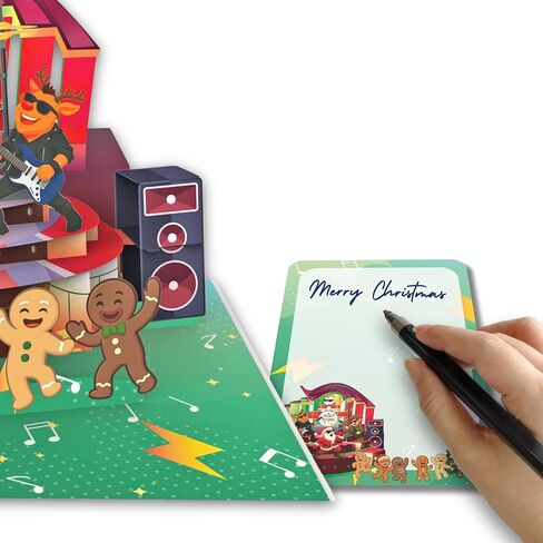 Rockin’ Santa 3D Pop Up Christmas Card - Santa Band with Dancing Gingerbread & Elves - 6"x8" Deluxe Holiday Card with Envelope & Message Note - Fun Christmas Gift for Music Lovers, Kids & Friends in Saudi Arabia