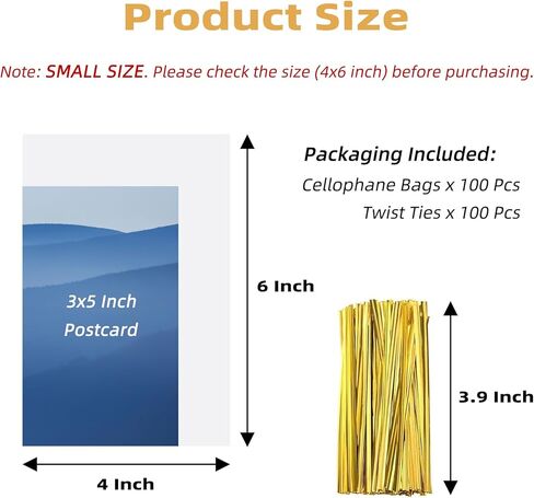 Cellophane Treat Bags, 4x6 Inches Cellophane Bags With Twist Ties,100 Pcs in Kuwait