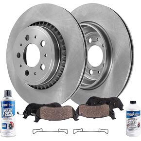 Detroit Axle - REAR Brake Kit for 03-14 Volvo XC90 Disc Brake Rotors 2003 2004 2005 2006 2007 2008 2009 2010 2011 2012 2013 2014 Ceramic Brakes Pads Replacement 12.13" inch Rear Rotor in Saudi Arabia